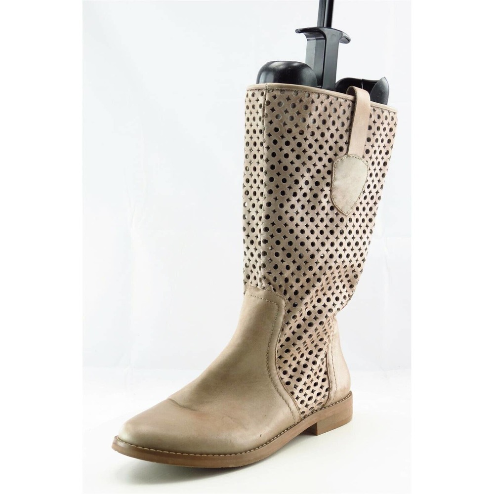 Zoe & Luca Boot Sz 7 M Mid-Calf Boots Round Toe Beige Leather Women